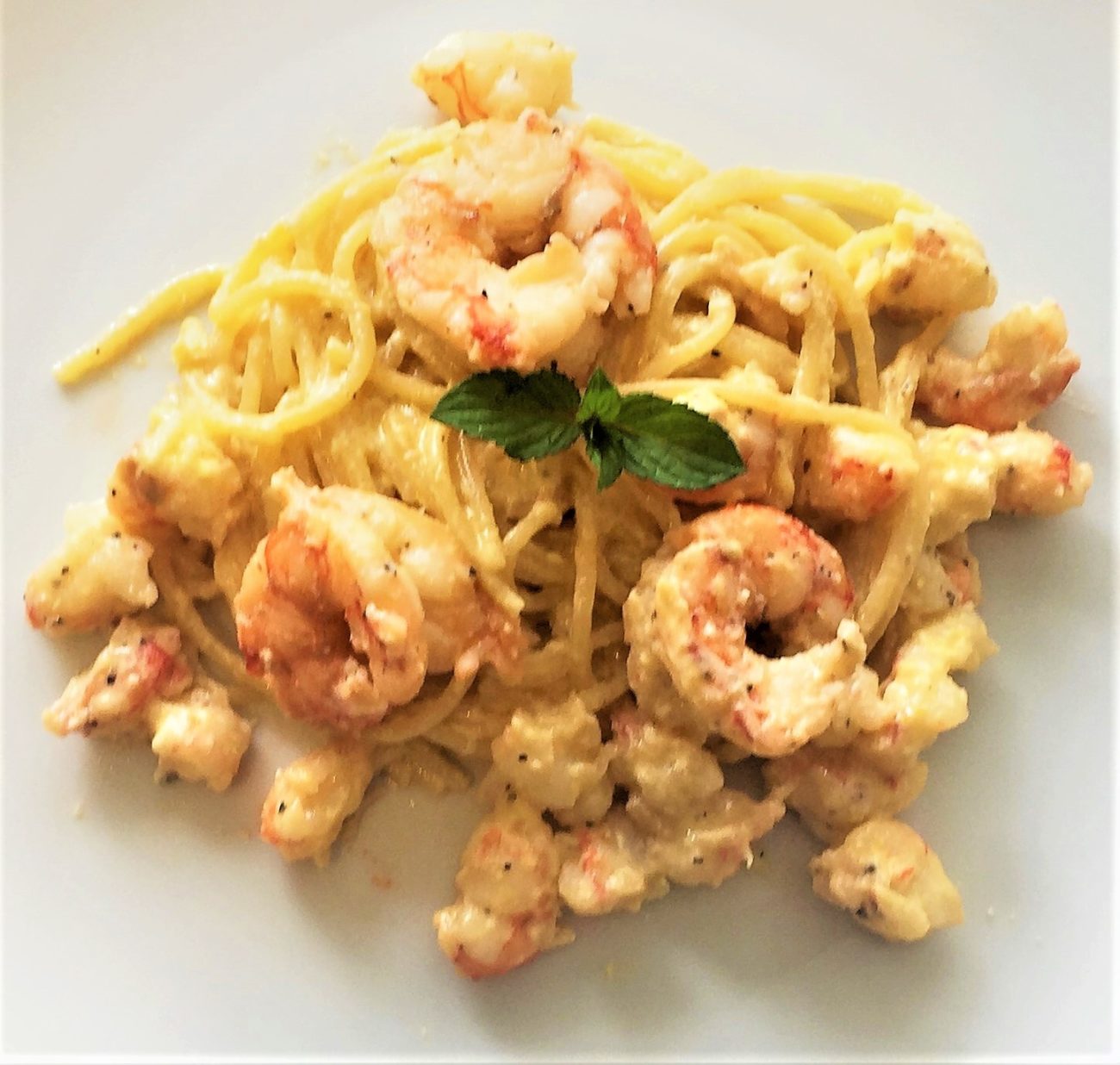 Carbonara di gamberoni