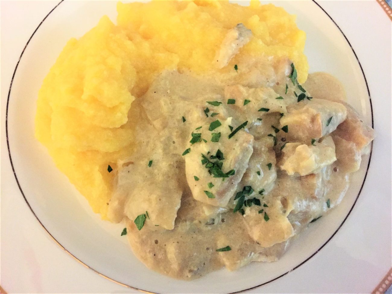Baccalà alla vicentina con polenta.