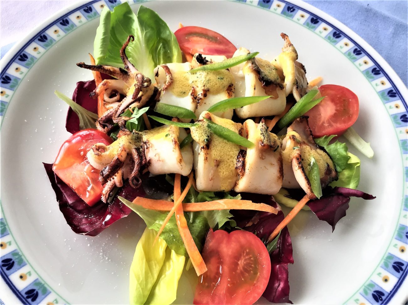 Insalata di calamari con emulsione di senape