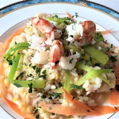 Risotto-con-gamberoni-e-porro