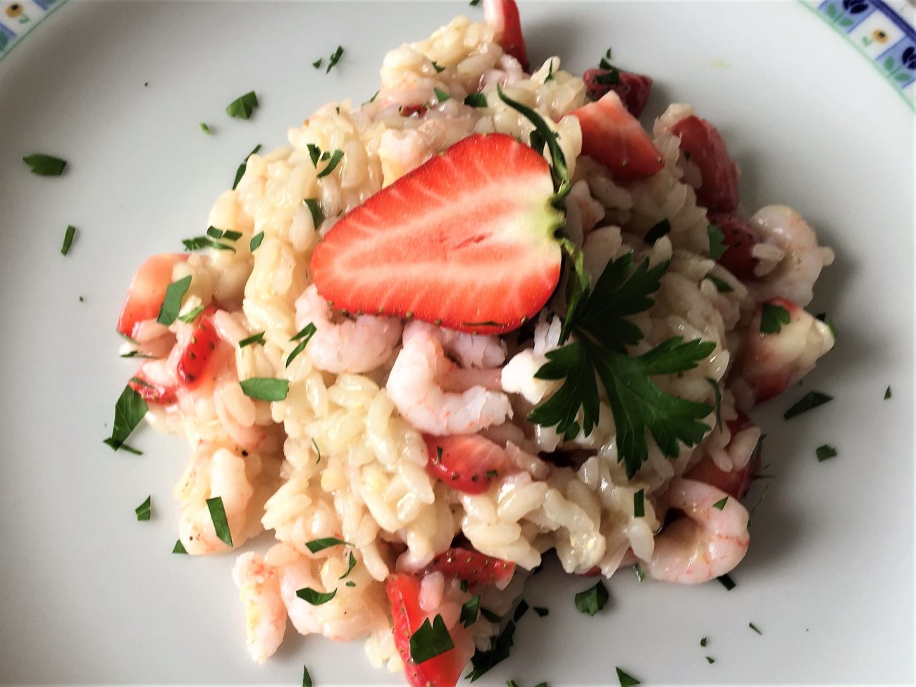Risotto con gamberetti e fragole