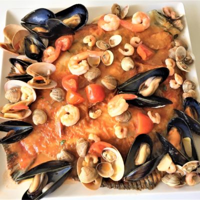 Rombo-al-forno-con-frutti-di-mare