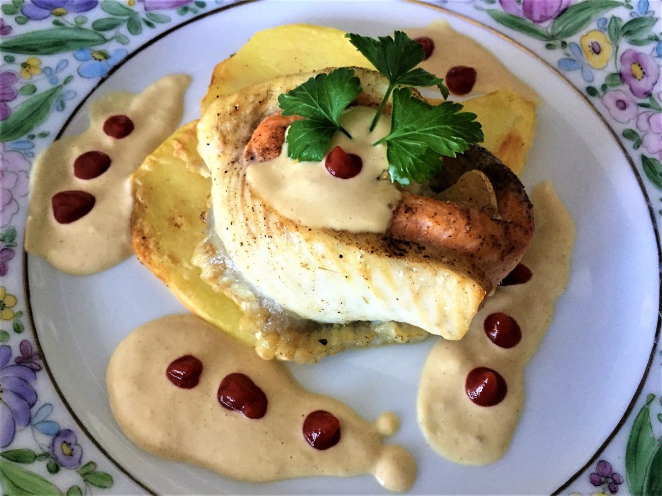 Rotolino di rombo e salmone alla senape