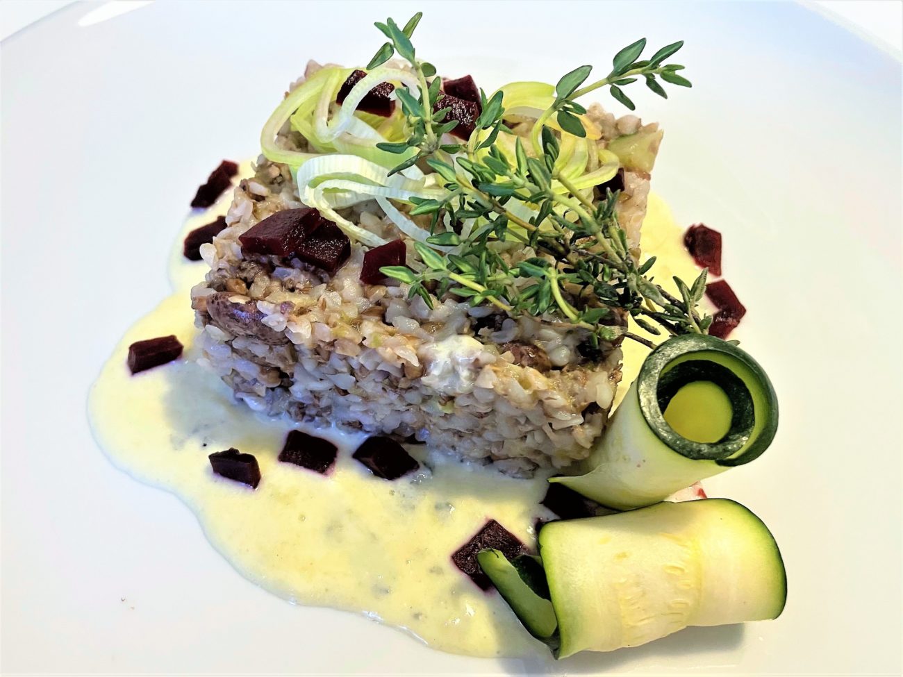 Grano saraceno con verdure e crema di Roquefort