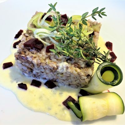 Grano-saraceno-con verdure-e-crema-di-Roquefort