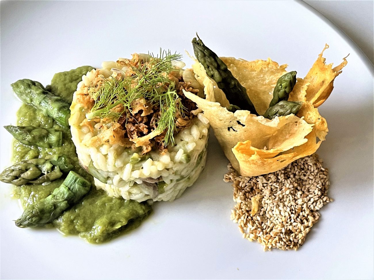 Risotto con asparagi e pollo