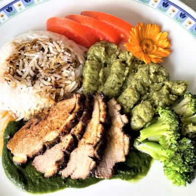 Petto-d'anatra-con-purè-e-crema-di-broccoli