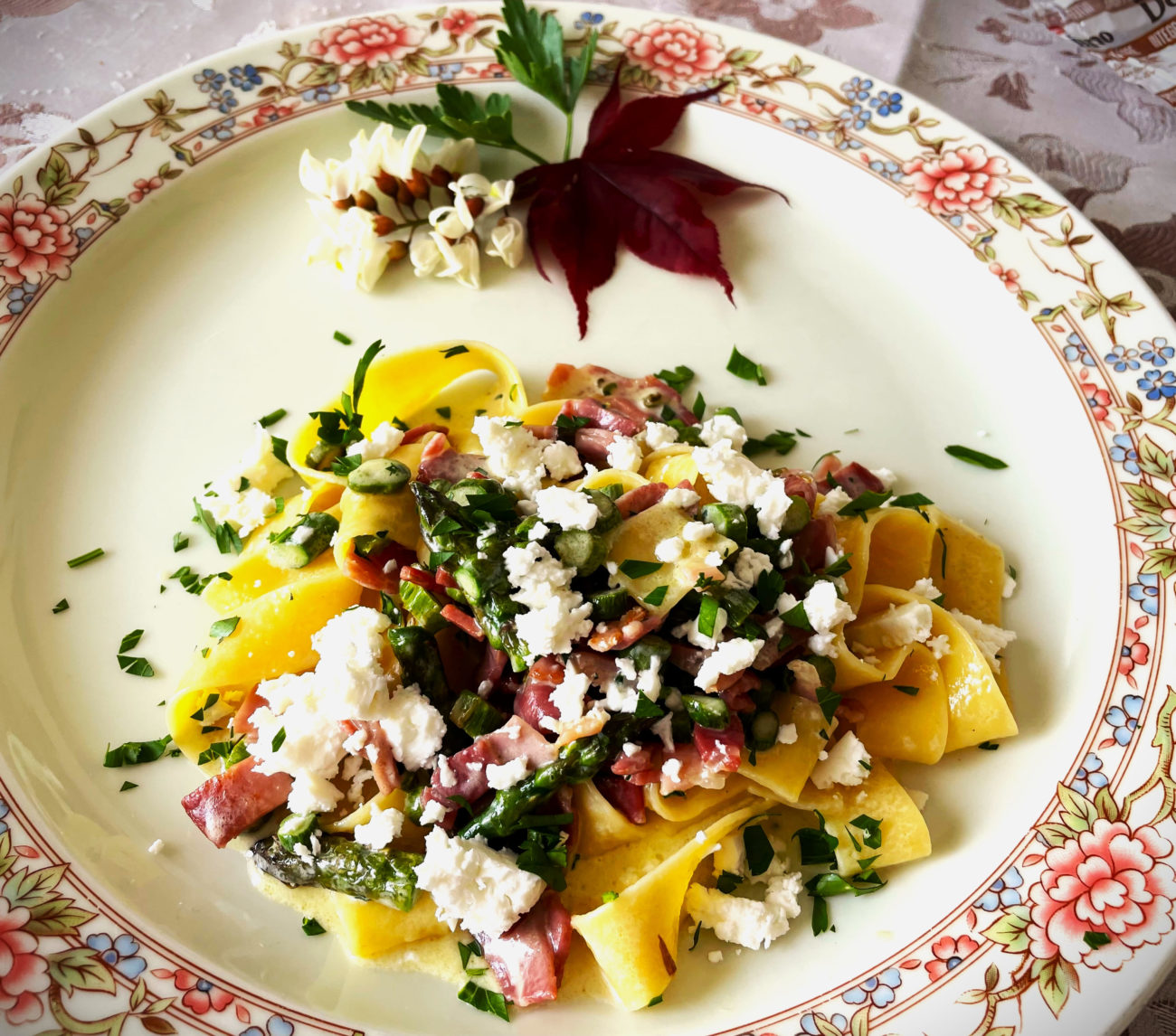 Pappardelle con ricotta spinaci e speck