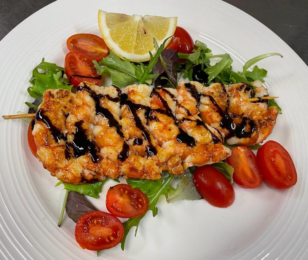 Code di gambero con pomodorini e glassa di aceto balsamico